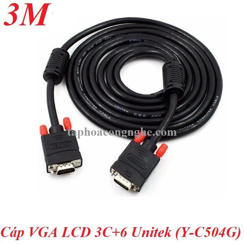 Unitek 96568 Y-C504G 3C+6 3M Màu Đen Cáp tín hiệu Vga LCD 30096568